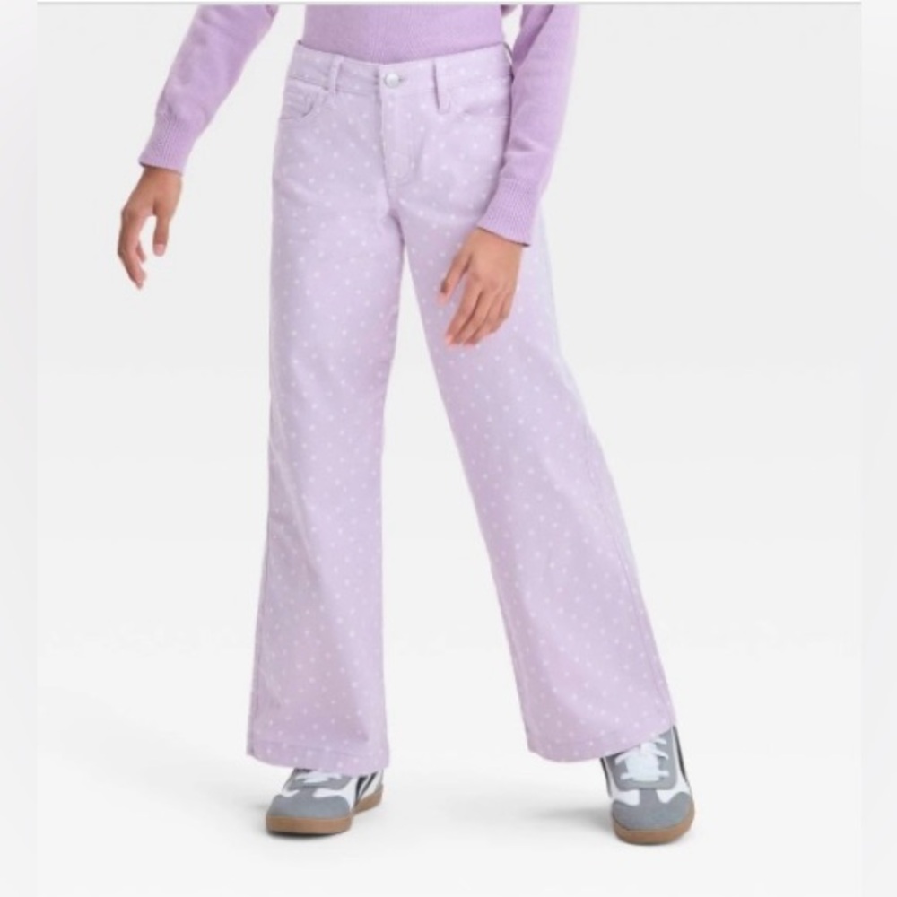 Girls' Wide Leg Stretch Canvas Pants - Art Class Lavender 
Size 10 NWT